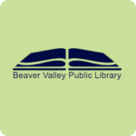 Logo is green with icon of an open blue book above the words "BEAVER VALLEY PUBLIC LIBRARY"