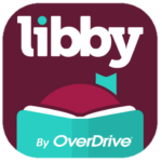 Logo is maroon square with with letters spelling LIBBY on top and a girl with a face in a book below. 